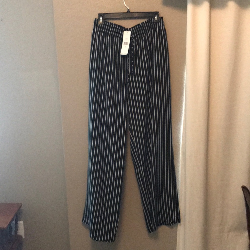Black and white striped pants